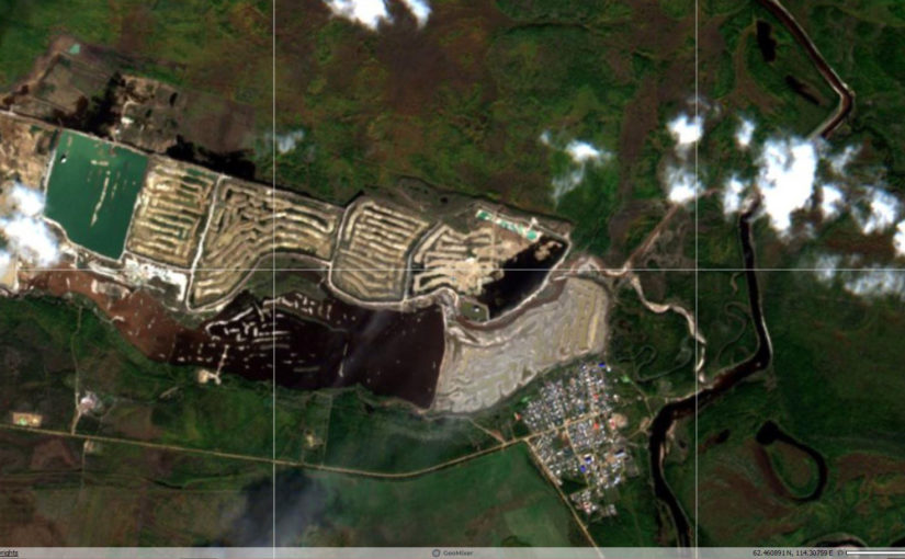 Продвижение загрязненной воды по реке Вилюй по данным спутниковой съемки